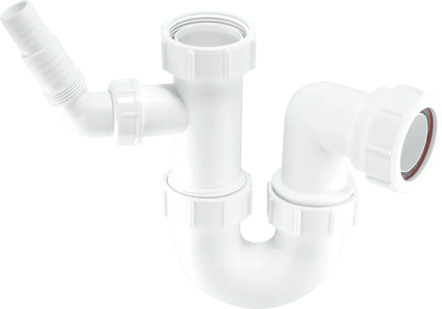 McAlpine WM14 75mm Water Seal Tubular Spin 'P' Trap 1½" Multifit Outlet and 135° swivel inlet connection discharge from ...