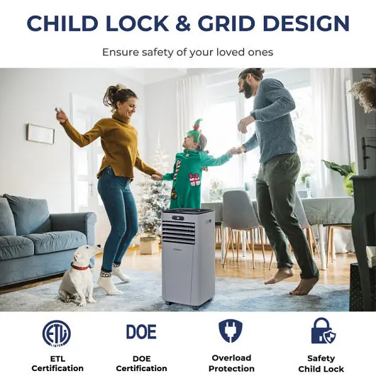Costway 10000 BTU 4--1 Travel-friendly Air Conditioner Dehumidifier and Fan Mode, Gray, FP10120US-GR