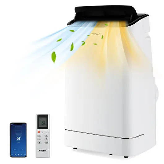 Costway 15000 BTU Travel-friendly Air Conditioner Heat and Auto Swing, Pure White, FP10348US-WH