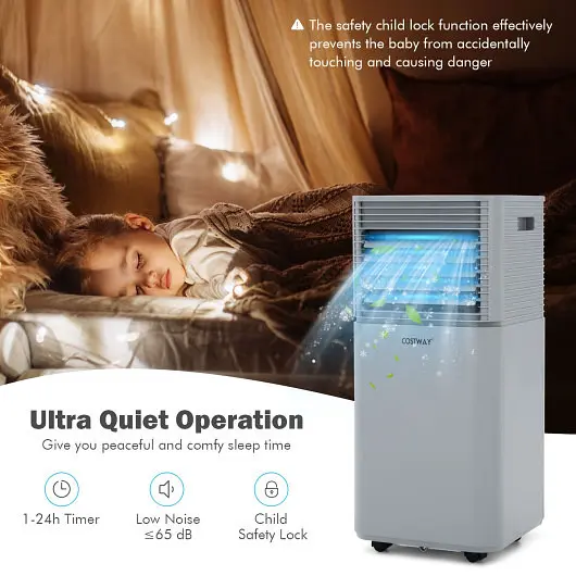 Costway 8000 BTU 3--1 Air Cooler Dehumidifier and Fan Mode, Slate Gray, FP10110US-GR