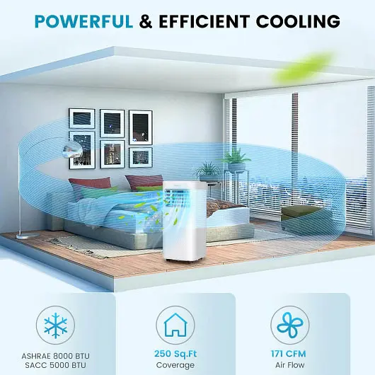 Costway Convertible 4--1 8000 BTU Air Conditioner Cool Fan Dehumidifier and Sleep Mode, Bright White, FP10260US-WH