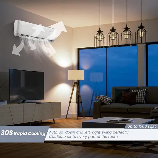 Costway Streamlined 24000 BTU 18.5 SEER2 208-230V Ductless Mini Split Air Conditioner and Heater, FP10324US-WH+