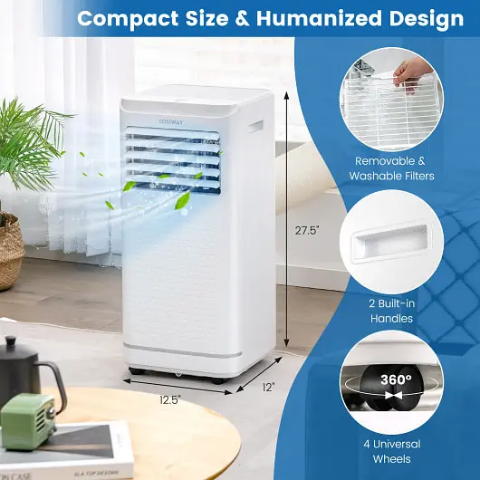 Costway Travel-friendly Air Conditioner Dehumidifier and Fan Mode, 10000 BTU, FP10266US-WH
