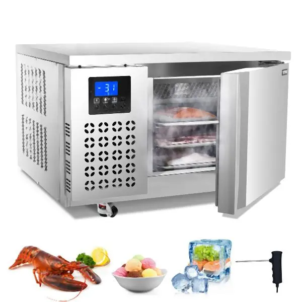 VEVOR 80L Commercial Blast Freezer 3 Trays Blast Chiller Chest Seafood Ice Cream, HXSDJ60L3TRACKNSMV1