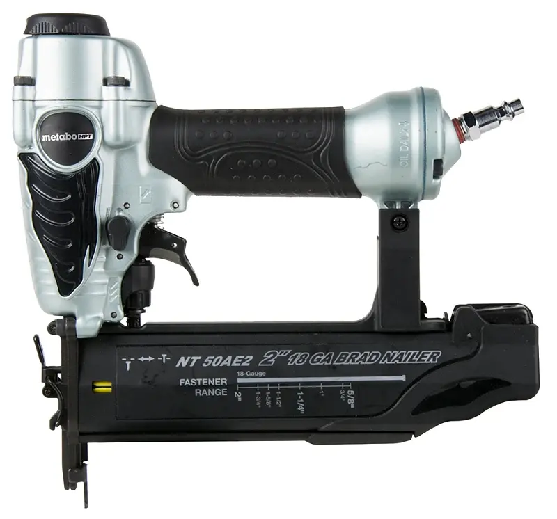Metabo HPT NT50AE2 Pneumatic Nailer, 100 Magazine, 18 ga x 5/8 to 2 L Fastener, 0.025 scfm Air