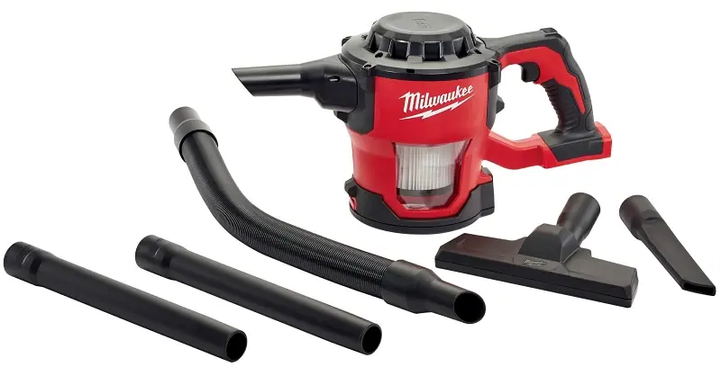 Milwaukee M18 0882-20 Mini Vacuum, 0.3 gal Vacuum, 40 cfm Air, 81 dB, 5 Ah, Black/Red Housing