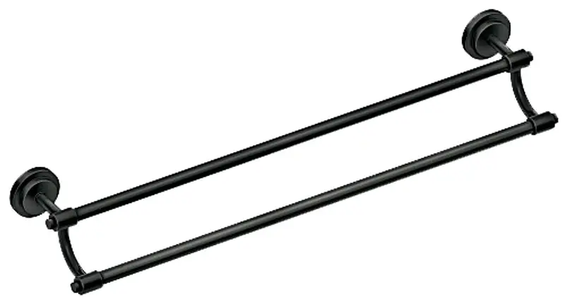 Heavy Duty Moen Iso Series DN0722BL Towel Bar, 5.28 Projection, 26.44 OAL, 24 L Rod, Aluminum/Zinc, Non-glossy, Wall