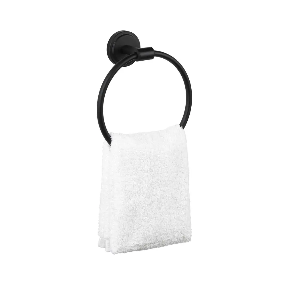 Glass Door Handle Wall-Mounted Towel Ring, Matte Midnight