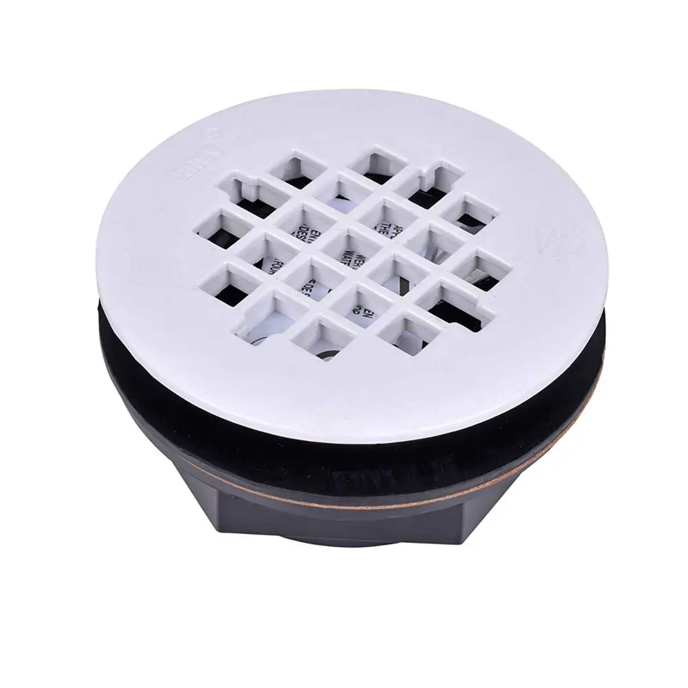 101 PNC Series ABS No-Caulk Shower Drain 2", White Plastic Strainer