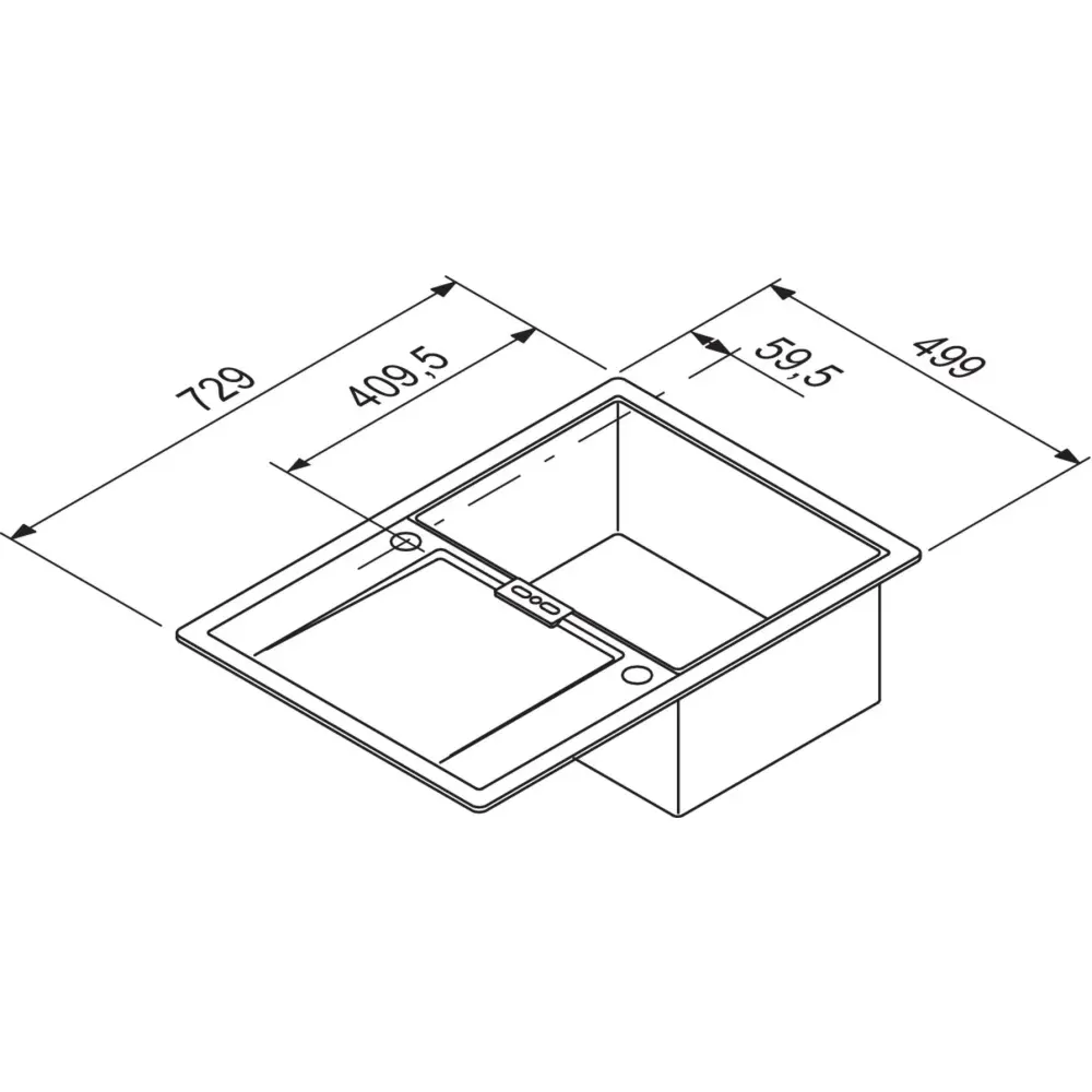 SCHOCK: Built- sink Mono D-100 S FB RD5, made CRISTADUR®/CRISTADUR® MINT 87317 72.9 cm