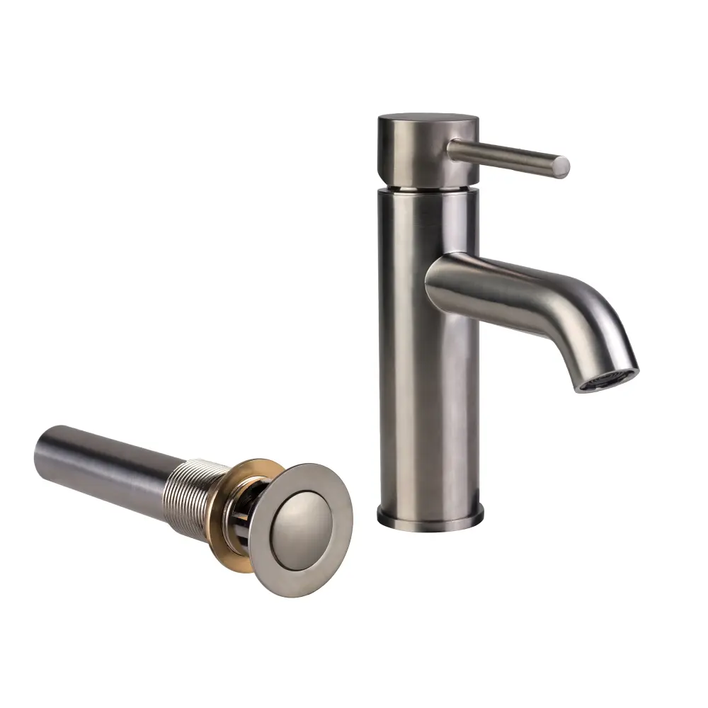 Palais Royal European Single Hole Bathroom Faucet Conventional Sink Drain Brushed Nickel