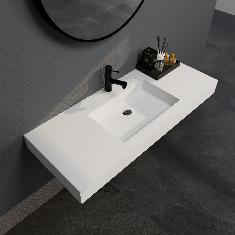 SJ-STARJANE 47''Wall Mount Bathroom Sink Reliable Surface Basin Faucet Hole