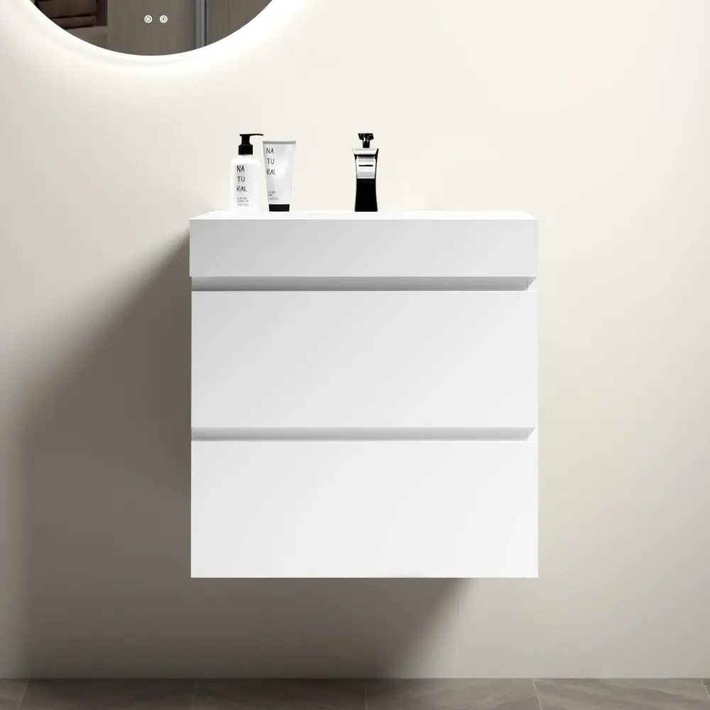 Alice - Bathroom Vanity Large Storage, Sink Wall Mounted Floating Bathroom Vanity Sleek Bathroom, One-Piece Sink Basin Wit...