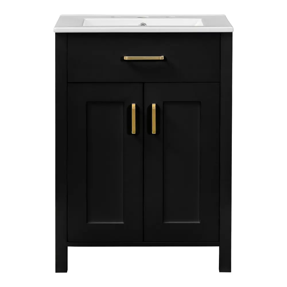 Bathroom Vanity Combo Ceramic Sink, Luxurious Space-Saving Vanity, 2 Supple Close Doors