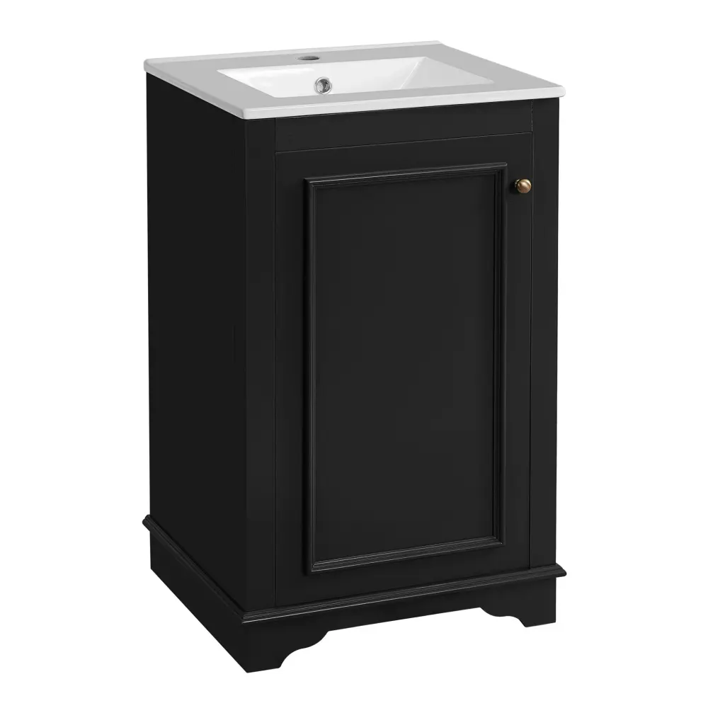 Bathroom Vanity Sink, Freestanding Single Cabinet Set, Yielding Close Door, Adjustable Shelf