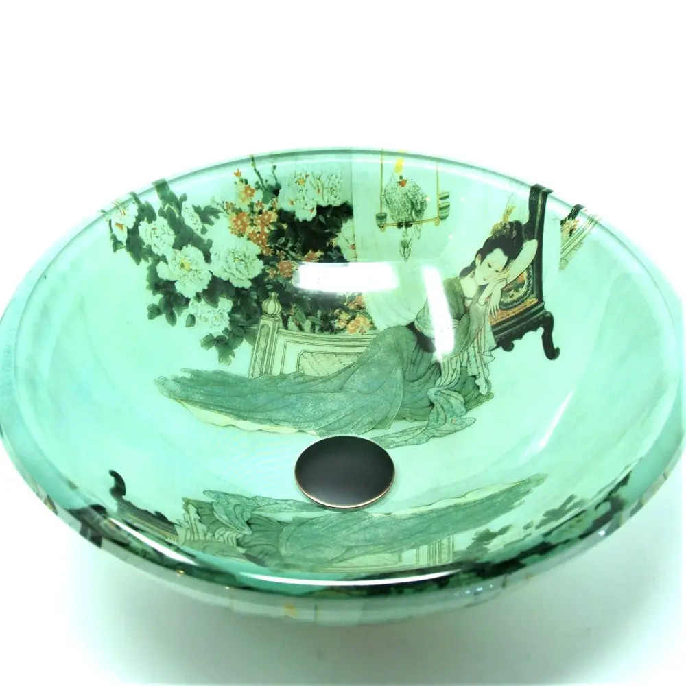 Fontaine Italia Geisha Glass Vessel Bathroom Sink