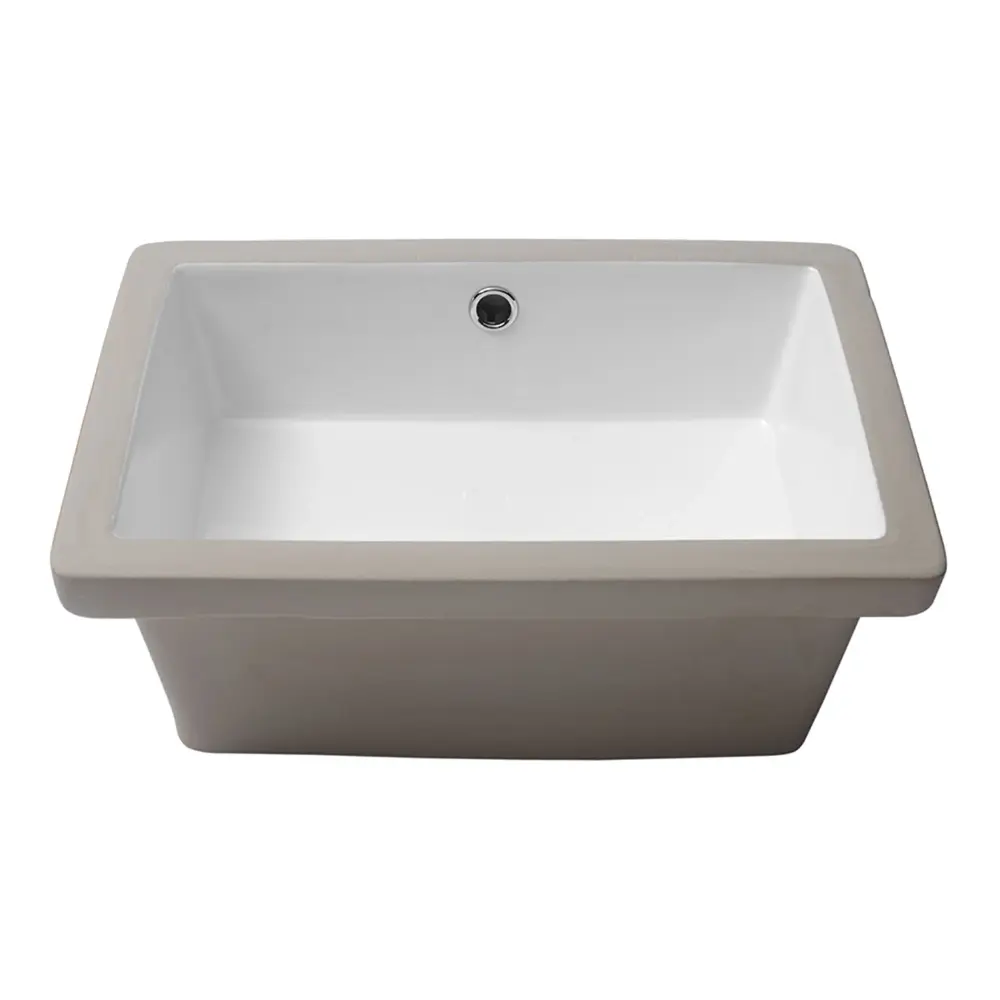 Modern Rectangular Undermount Bathroom Sink Overflow Ceramic