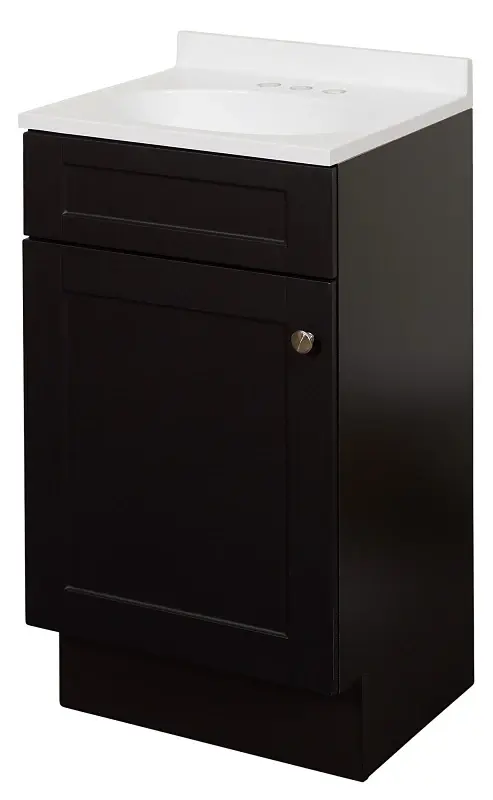 Zenna Home SBC18CH 1-Door Shaker Vanity Top, Wood, Espresso, Cultured Marble Sink, Chalk Sink