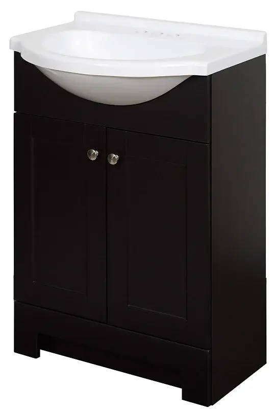 Zenna Home SEC24CH 2-Door Euro Shaker Vanity Top, Wood, Espresso, Cultured Marble Sink, Chalk Sink