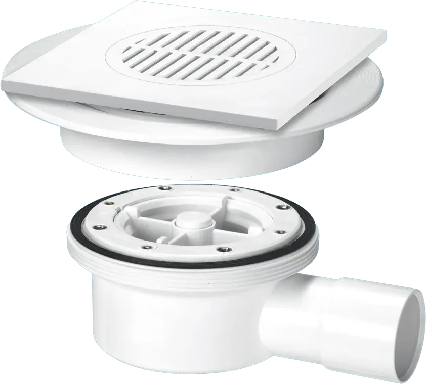 McAlpine VSG52T6WH Two-Piece Valve Shower Gully: Tile modular Grid, 1½" Horizontal Outlet