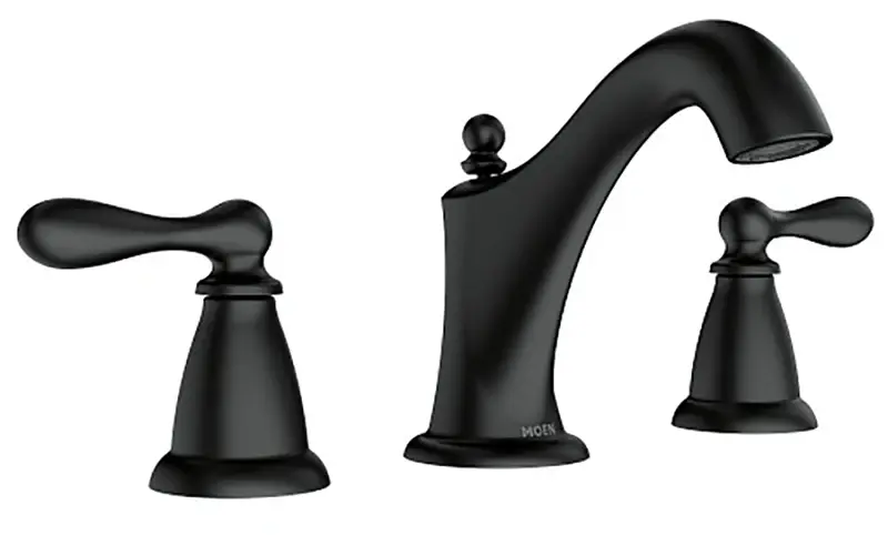 Moen Caldwell Series WS84440BL High-Arc Bathroom Faucet, 1.2 gpm, 2-Handle, 3-Faucet Hole, Metal, Flat Black