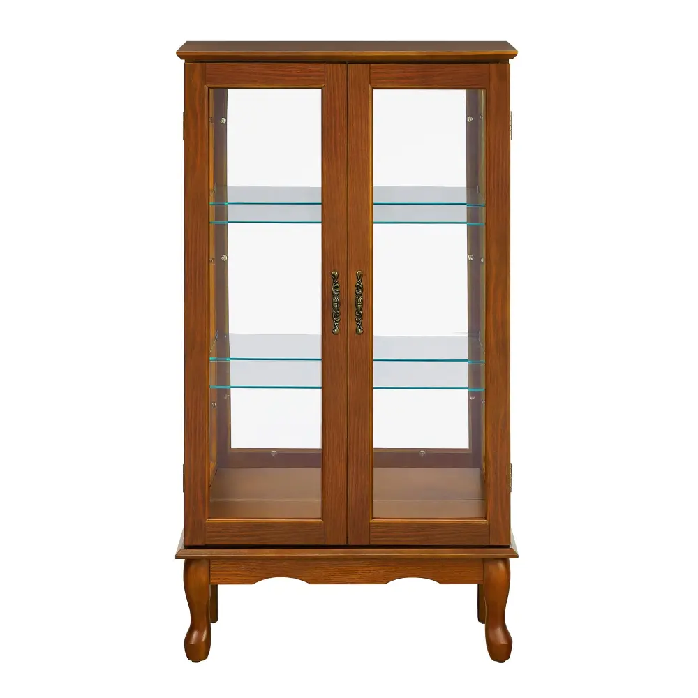 Curio Cabinet Lighted Curio Diapaly Cabinet Flexible Shelves And Mirrored Back Panel, Tempered Glass Doors (3 Tier), (E26 ...