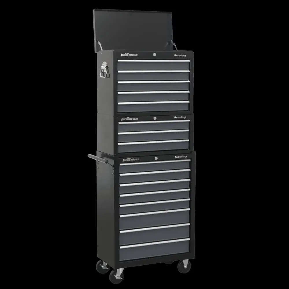 Sealey AP35STACK Tool Chest Combination 16 Drawer Ball Bearing Slides - Black/Grey