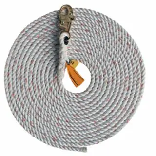 3M Rope Lifeline Snap Hooks, 310 lb End Cap, 50 ft, Polyester/Polypropylene Blend, 7100204290
