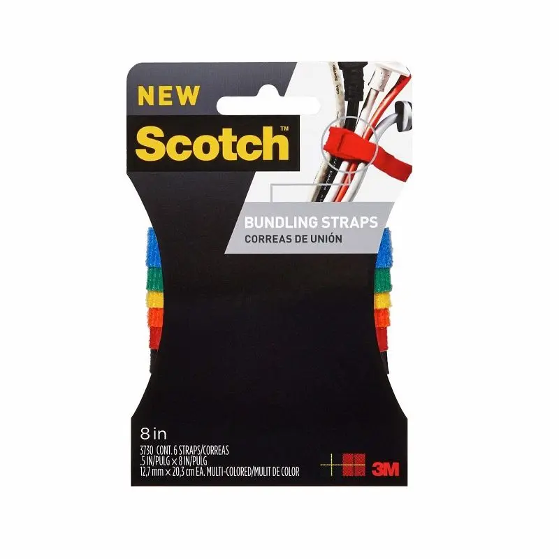 3M Scotch Bundling Strap RF3730, .5 x 8 (12,7 mm x 20.3 cm) Multi-Color, 6 packs per case, 7100137251