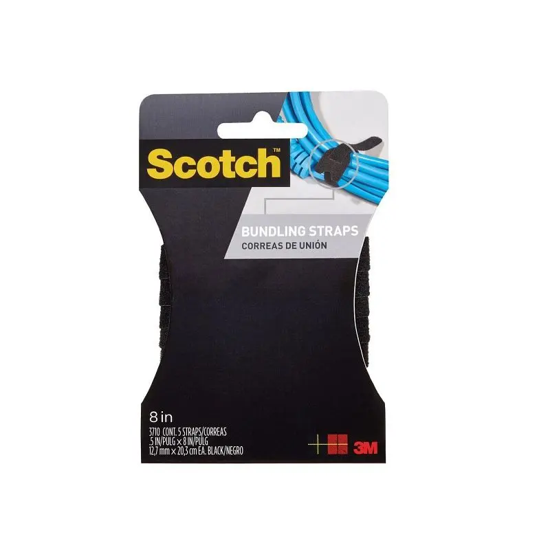 3M Scotch 8 Bundling Straps, Jet Black, RF8010, 6 Packs per case, 7010376346