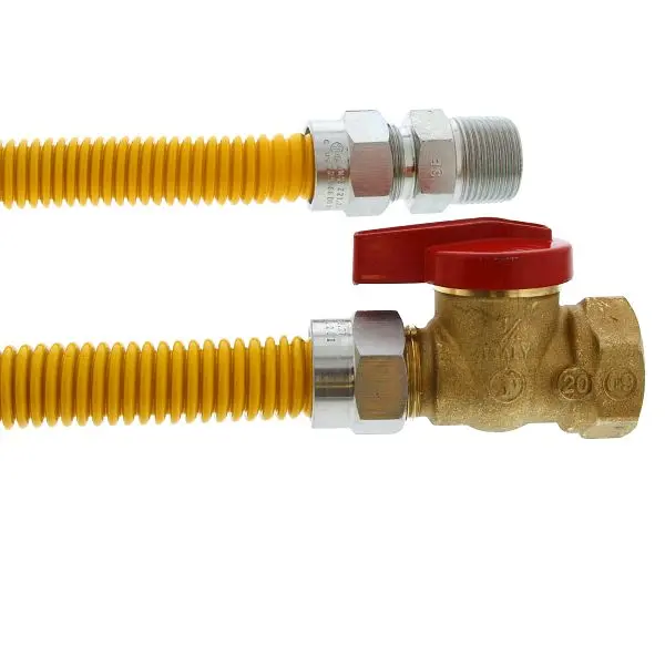 Jones Dependable Stephens 5/8" OD (1/2" ID) Gas Connector Assembly, Yellow Coated, 3/4" MIP x 3/4" FIP...