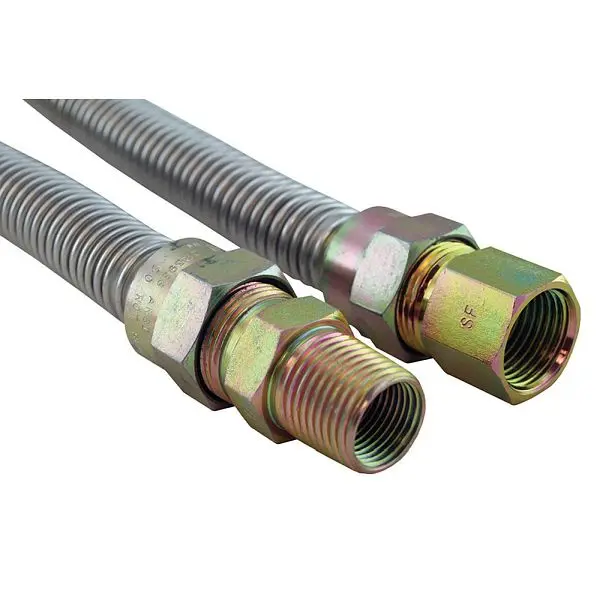 Jones Stephens 5/8" Gas Connector, Uncoated Fitting, 3/4" FIP x 1/2" MIP x 36", G71048