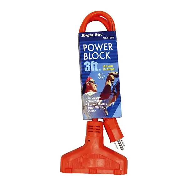 Jones Tool-Free Stephens 14/3 3 ft. Orange Round Power Block, E25010 Jones Stephens