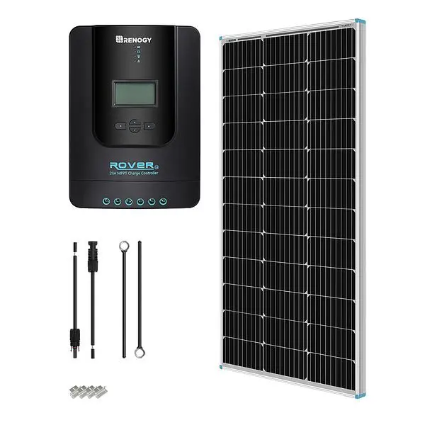 Renogy 100 Watt 12 Volt Solar Starter Kit 20A/40A MPPT Charge Regulationler, RNG-KIT-STARTER100D-RVR20