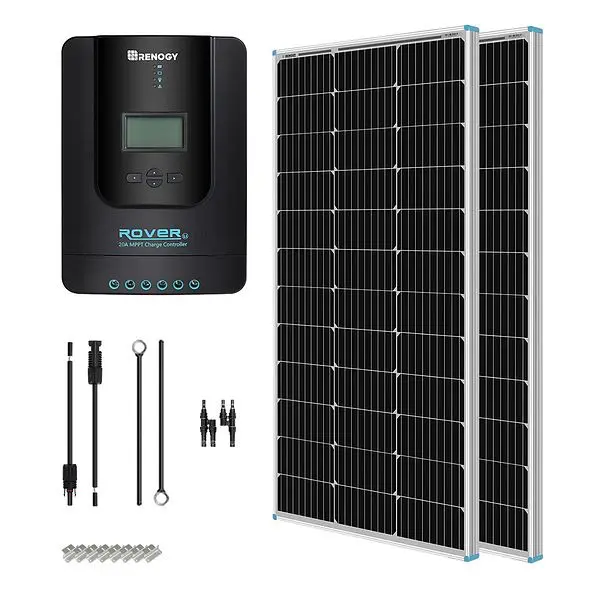Renogy 200 Watt 12 Volt Solar Starter Kit w/ MPPT Charge Regulationler, RNG-KIT-STARTER200D-RVR20