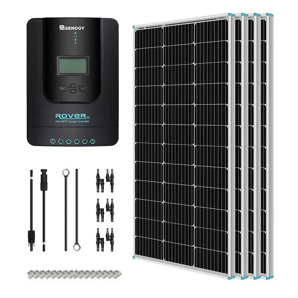 Renogy 400 Watt 12 Volt Solar Starter Kit w/ MPPT Charge Regulationler, RNG-KIT-STARTER400D-RVR40