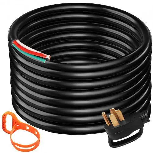 VEVOR 25' 50A RV Camp Power Generator Cord 6/3 + 8/1 AWG NEMA 14-50P to Bare Wire, FDJYCX25FTX50AWCZV1