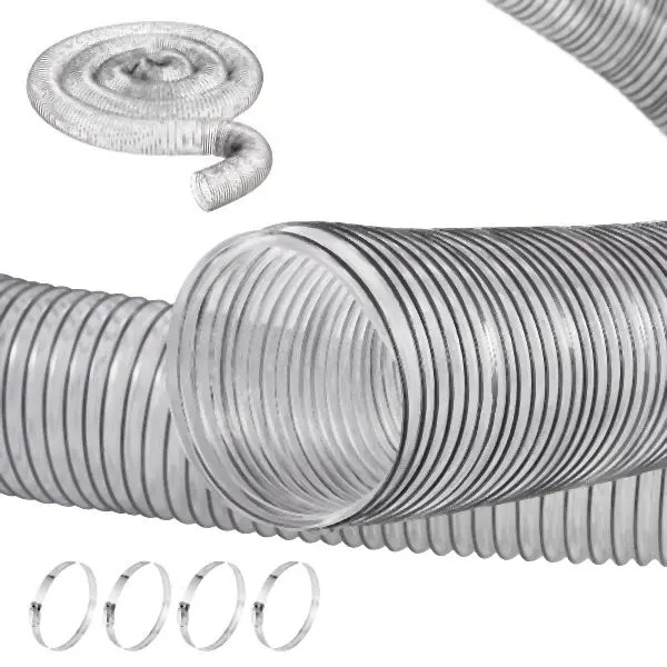 VEVOR 4" x 20' Dust Gatherion Hose Thickened PVC Flexible Clear Hose, MGJCRG20FT40H6AY1V0