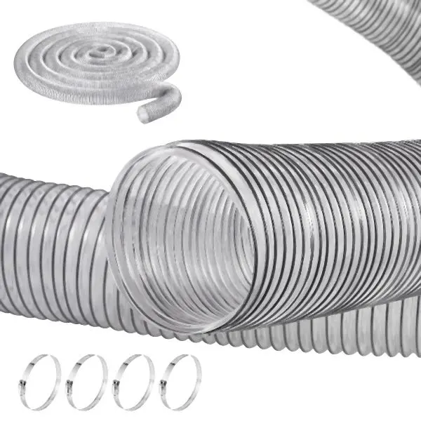 VEVOR 4" x 50' Dust Gatherion Hose Thickened PVC Flexible See-Through Hose, MGJCRG50FT407GOHVV0