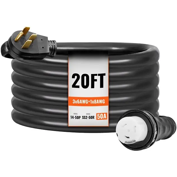 VEVOR 50 Amp Generator Cord & Power Inlet Box Kit, 20FT, YZXYSRHTZ50AEXUIOV1