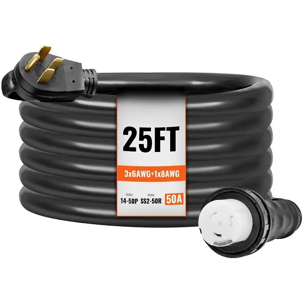 VEVOR 50 Amp Generator Cord & Power Inlet Box Kit, 25FT, YZXYSRHTZ50AHEPYGV1