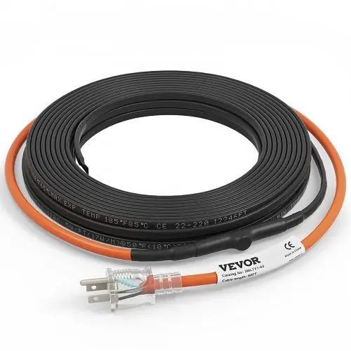 VEVOR Easy-Install Self-Regulating Pipe Heating Cable 5 W/ft Constructed- Thermostat 60 Feet, ZDWGDJRDLDGWQV23EV1