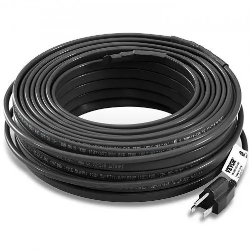 VEVOR Fade-Resistant Self-Regulating Pipe Heating Cable Roof De-icing Heat Cable 5 W/ft 80 Feet, ZDWGDJRDLMC80J5KYV1