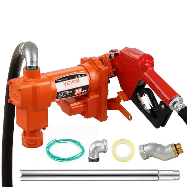 VEVOR Fuel Transfer Pump, 12V DC 20 GPM 1/4 HP, Gasoline Extractor Pump Automatic Nozzle, F12V14HP21GPM1XXCV9