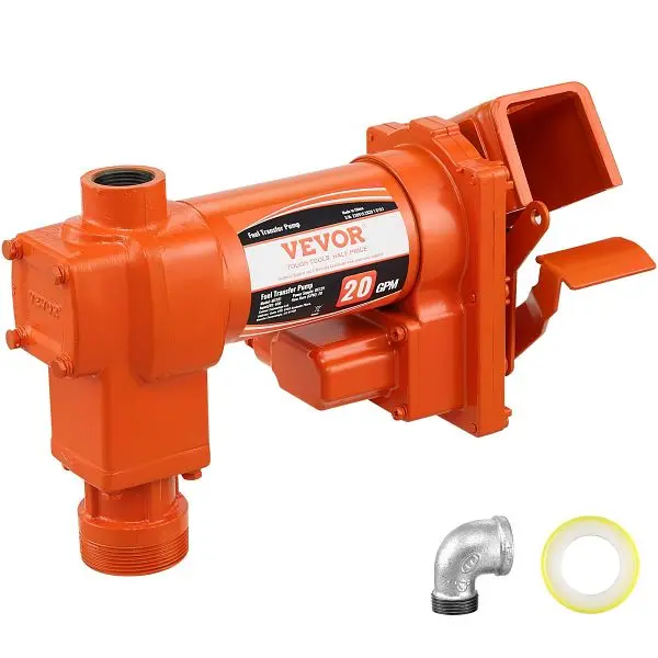 VEVOR Fuel Transfer Pump, 12V DC 20 GPM 1/4 HP, F12V14HP20GPMC2TLV9