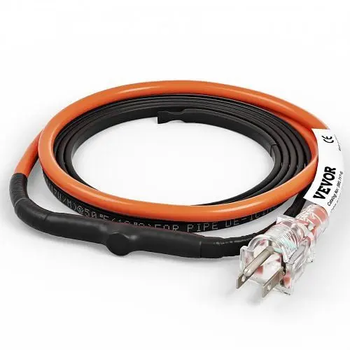 VEVOR Hardened Self-Regulating Pipe Heating Cable 5 W/ft Constructed- Thermostat 6 Feet, Z6FT35WFT110V70HGV1