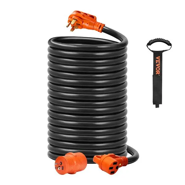 VEVOR Lightweight 50 ft RV Extension Cord, 50 Amp, Heavy Duty STW RV Power Cord, NEMA 14-50R Female NEMA 14-50P Male Plug,...