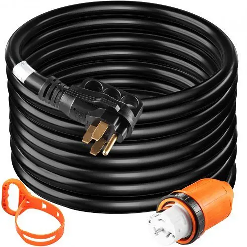 VEVOR Modern Heavy Duty Generator Cord, 20 Feet Generator Power Cord, 50AMP ETL Listed Cord, 12000 Watts Black Cable, FDJY...