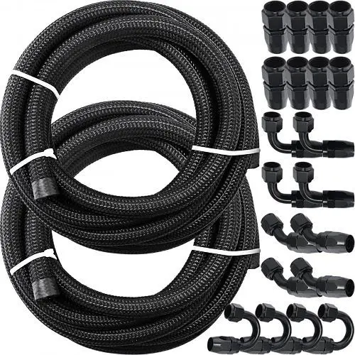 VEVOR Precision-Engineered AN8 Fitting Stainless Tool Steel Nylon Braided Oil Fuel Hose Line Kit, AN8YGTJ0000000001V0