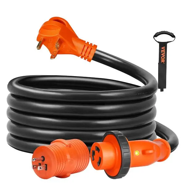 VEVOR Superior 15 ft RV Power Cord, 30 Amp, Heavy Duty STW 3*10AWG Generator Cord, FCXXCSRV30A15Z6ZJV1